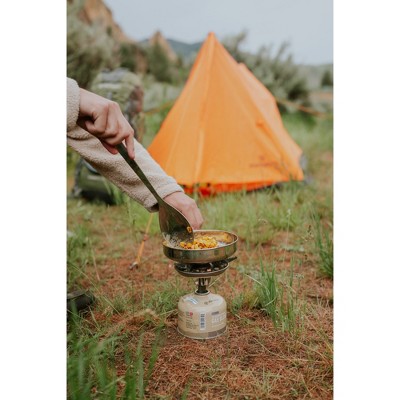 Compact Beige Stainless Steel Single Burner Camping Stove