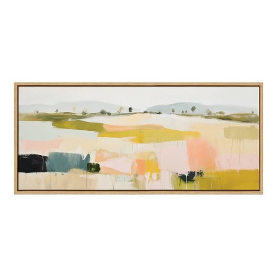Quaint Vista Abstract Landscape Canvas Print in Natural Frame