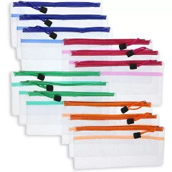 Juvale 12-Pack Zipper Waterproof Pen & Pencil Pouch Case Set, 4 Colors