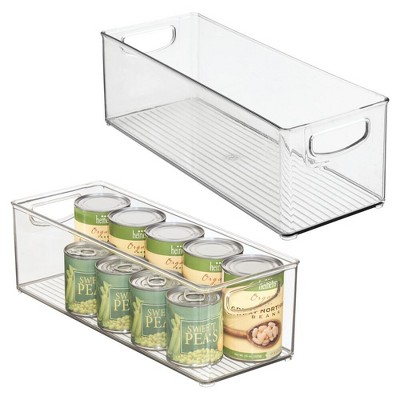 iDesign Plastic Stackable Pantry Bin with Handles for Cabinets or Fridge, Set of 2, Clear, Made in USA