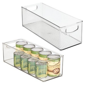 iDesign Plastic Stackable Pantry Bin with Handles for Cabinets or Fridge, Set of 2, Clear, Made in USA - 1 of 4