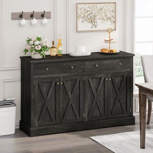 NicBex Buffet Cabinet with 2 Drawers and 4 Unique X-Shaped Doors,Sideboard Cabinet with Adjustable Shelvs,Storage Cabinet for Living Room,Black Brown - 1 of 4