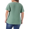 Agnes Orinda Women's Plus Size Eyelet Embroidered Round Neck Flare Sleeve Casual Summer Blouses - 4 of 4