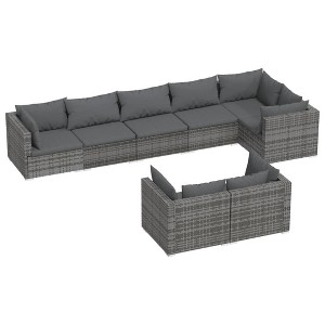 vidaXL Garden Lounge Set Grey with Anthracite cushions - 1 of 4