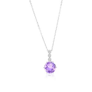 Simona Sterling Silver, Pink Amethyst & White Topaz 18" Pendant Necklace - Purple - 1 of 2