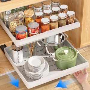 LunaLulinlk 2 Pack Pull Out Cabinet Organizers Expandable, Slide Out Drawers for Kitchen, Bathroom, Pantry, Under Sink Storage, Pull Out. - 1 of 4