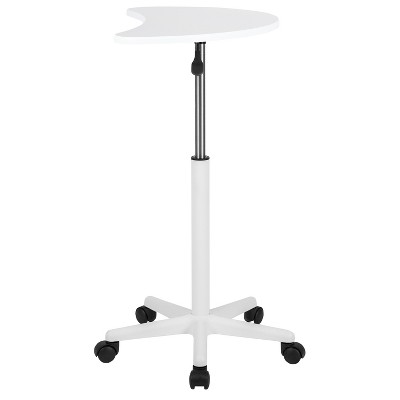 White Adjustable Mobile Laptop Desk with Casters
