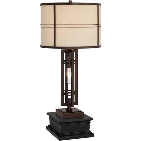 Rustic Western Table Lamp, Oil Rubbed Bronze Table Lamp With White Shade