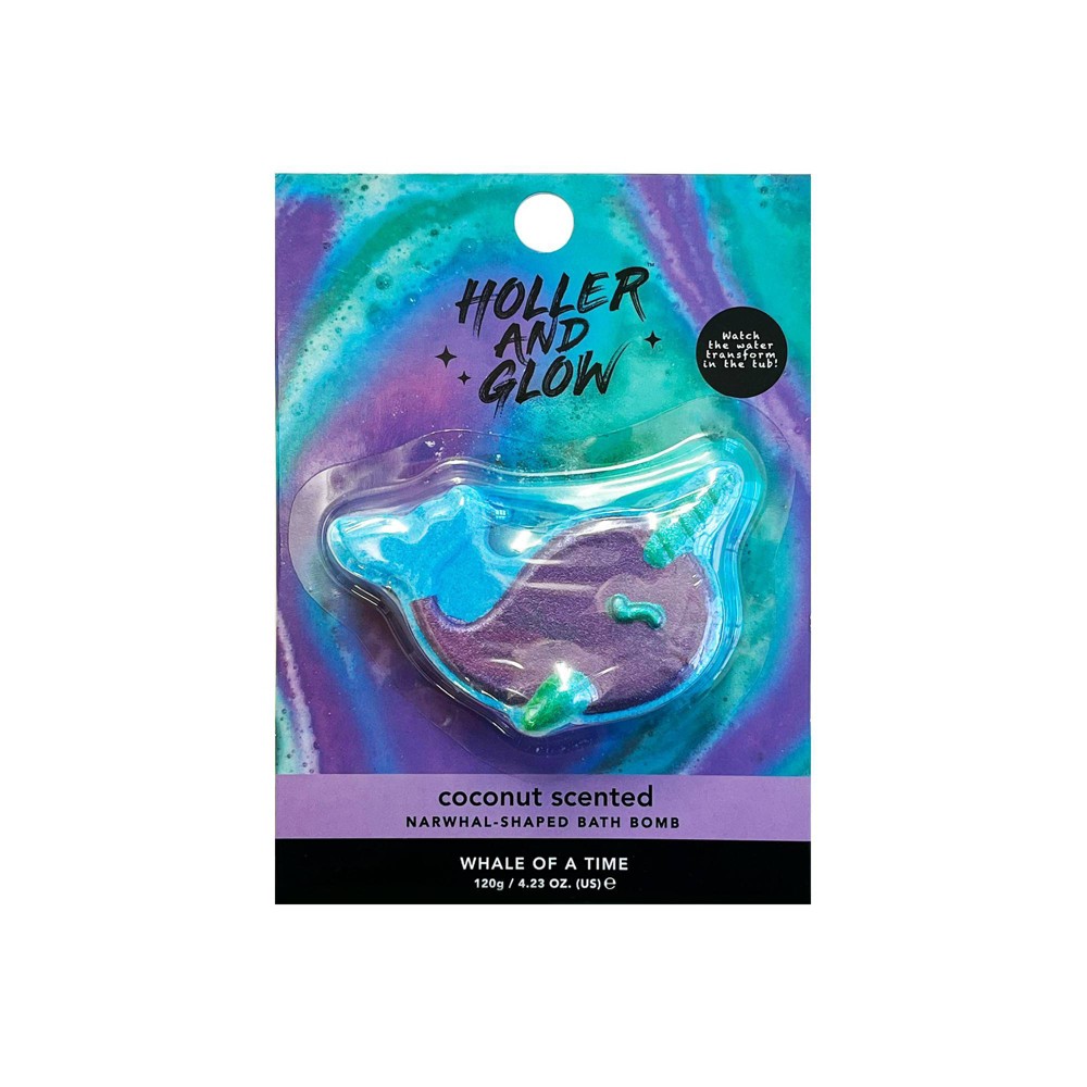 Photos - Shower Gel Holler and Glow Whale Of A Time Narwhal Bath Bomb - 4.23oz