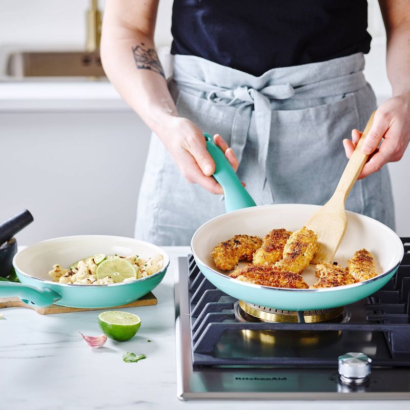 GreenPan Rio 3pk (7&#34;, 9.5&#34; &#38; 11&#34;) Ceramic Nonstick Frypan Set - Turquoise, 4 of 10