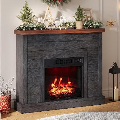 TackView 38" Freestanding Electric Fireplace with Mantel, TV Stand Includes 18" Electric Fireplace Insert with Adjustable Flame and Remote Control