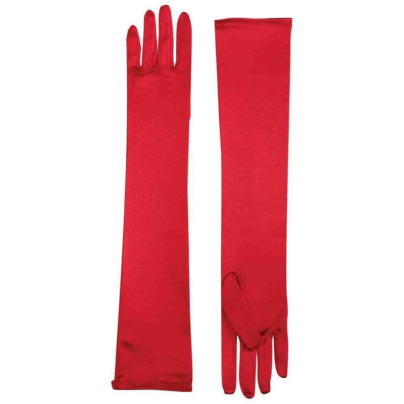 Forum Novelties Long Red Adult Female Costume Satin Dress Gloves, 1 of 2