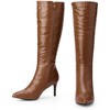 Perphy Women's Stone Pattern Pointy Toe Stiletto Heel Knee High Boots - 3 of 3
