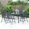 vidaXL Garden Dining Set Anthracite Steel Medium Foldable - 65" Table Length 6 Pieces - 2 of 4