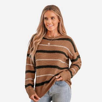Women's Bonfire Striped Drop Sleeve Sweater - Cupshe