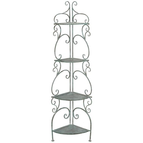 Turuca 4 Tier Corner Indoor And Outdoor Shelf - Antique Green ...