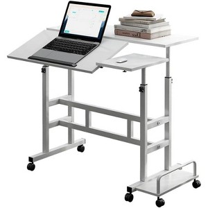 Liftable Standing Desk - Portable Rolling Computer Desk with Lockable Casters, Adjustable Height Small Mobile Stand Up Desk - 1 of 4