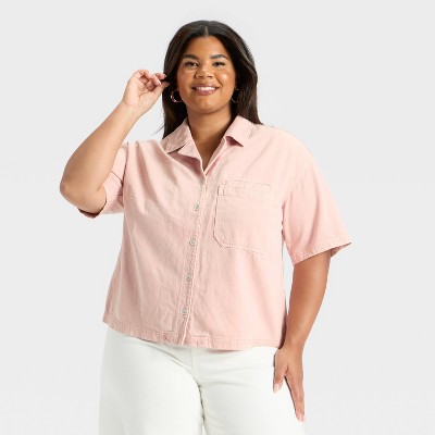 Women's Short Sleeve Button-Down Denim Shirt - Universal Thread™