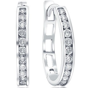 Pompeii3 1/2Ct Diamond Hoops in 10k White or Yellow Gold - 1 of 4