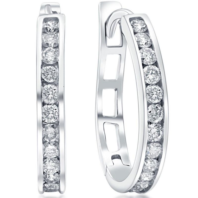 Pompeii3 1/2Ct Diamond Hoops in 10k White or Yellow Gold, 1 of 3