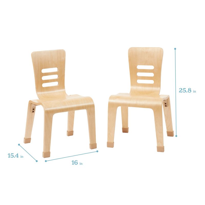 ECR4Kids Bentwood Chairs, Stackable School Chairs, Assembled, 2-Pack - Natural, 3 of 11