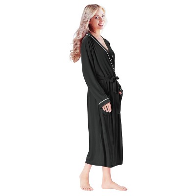 Tirrinia Womens Comfy Lightweight Summer Long Robe, Ultra-Soft Breathable Bathrobe with Pockets, Shawl Collar Women Matching Robes, Gift for Moms