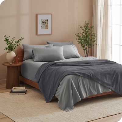 Twin Dark Gray Microplush Fleece Reversible Throw Blanket