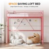 VINGLI Twin Loft Bed with Flat Rungs for Adults, Kids and Young Teens, No Box Spring Required,Heavy Duty Metal Slat Support, Pink - 4 of 4