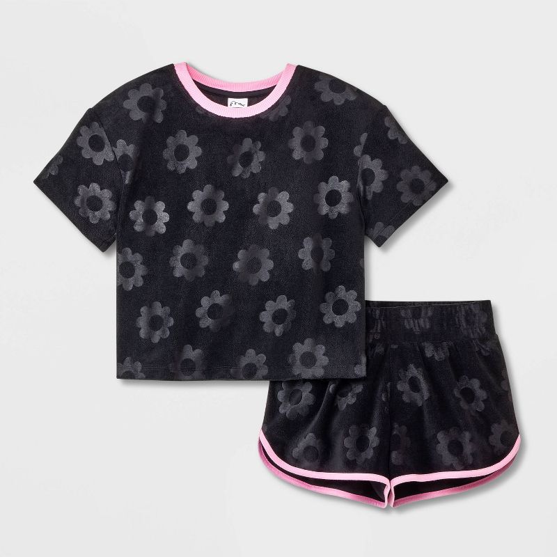 Girls' 2pc Terry Pajama Set - art class™, 1 of 6