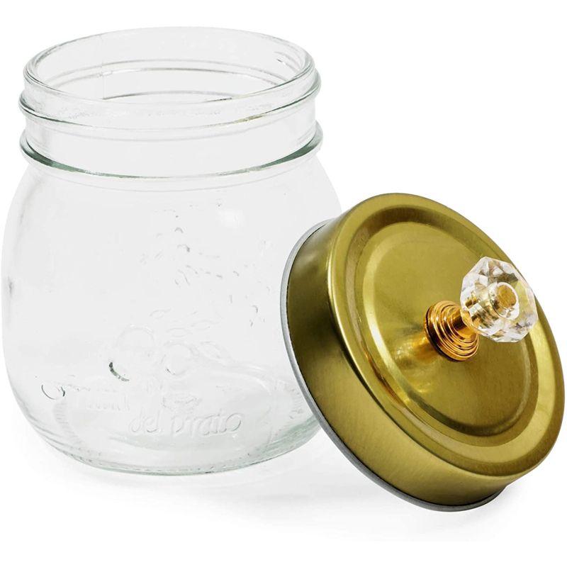 Farmlyn Creek 3 Pack Glass Vanity Canisters with Gold Lids, Mason Jar Bathroom Set, 4 of 9