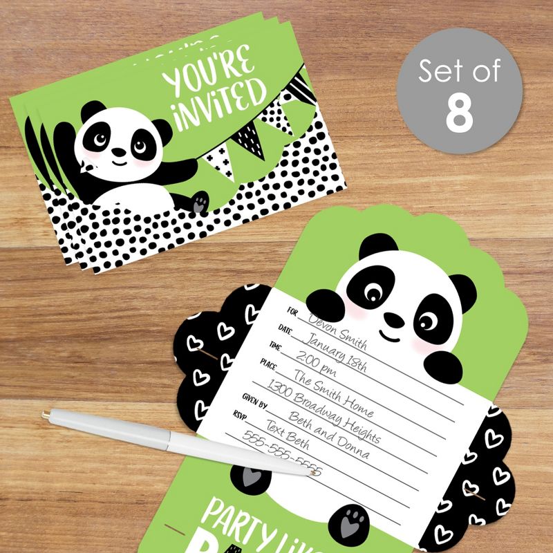 Big Dot of Happiness Party Like a Panda Bear - Fill-In Cards - Baby Shower or Birthday Party Fold and Send Invitations - Set of 8, 2 of 9