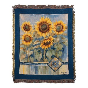 Sun Kissed Tiles 50x60 Inch Cotton Throw – Geometric Woven Accent by Manual Woodworkers and Weavers - 1 of 3