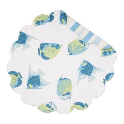 C&F Home Island Bay Cotton Quilted Round Reversible Placemat Set of 6