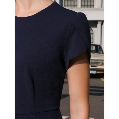 Женские платья INSPIRE CHIC Women's Wear to Work Sheath Petal Sleeve Elegant Office Pencil Dress Small Navy Blue — фото 4