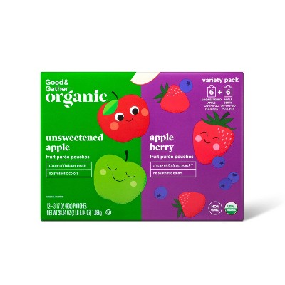 Organic Applesauce Pouches - Apple & Apple Berry - 12ct - Good & Gather™