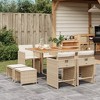 vidaXL Patio Dining Set with Cushions - 9 Piece - Beige Poly Rattan Garden/Outdoor Furniture - Space-Saving Foldable Chairs and Acacia Wood Tabletop - 2 of 4