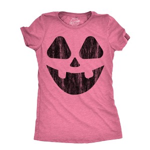 Womens Vintage Jack Pumpkin T Shirt Funny Halloween Jack O Lantern Retro Smile Tee For Ladies - Crazy Dog Women's T Shirt - 1 of 4