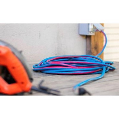 50 ft Blue and Red Cold Weather Extension Cord with Lighted Plug