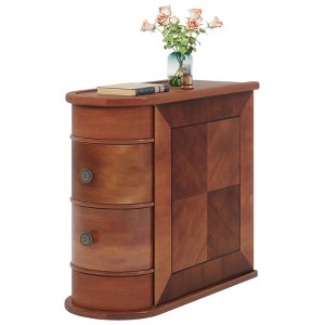 LITTLE TREE 2 Drawer Narrow Solid Wood End Table Walnut - 1 of 4