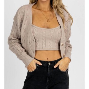Women's CABLE KNIT BRALETTE + CARDIGAN SET - LE LIS - 1 of 4