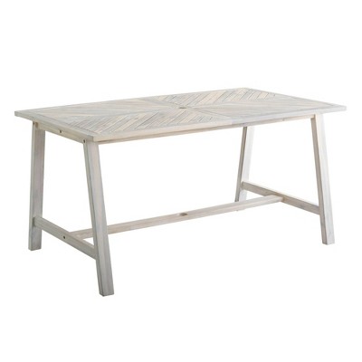 Coro 60" Acacia Wood  Rectangle Chevron Dining Table - White Wash - Saracina Home