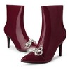 Perphy Women's Bow Rhinestone Pointy Toe Stiletto Heels Ankle Boots - 2 of 4