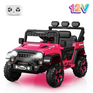 Jojoka 12V Ride On Truck for Kids with Remote Control, 3 Speeds, Bluetooth Music, LED Lights, Safety Belt, Power Wheels Car for Boys Girls - 1 of 4