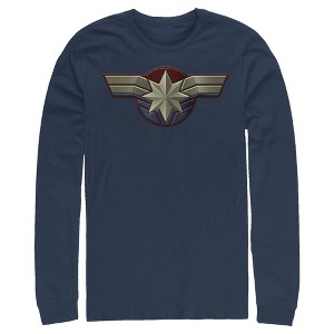 Men's Marvel Captain Marvel Simple Star Symbol Long Sleeve Shirt - 1 of 3