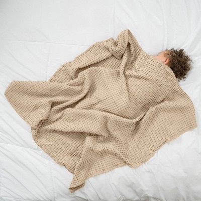 Sand Cotton Waffle Weave Baby Blanket, 40" x 40"