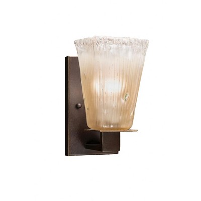 Toltec Lighting Apollo 1 - Light Sconce in  Dark Granite with 5" Square Amber Crystal Shade
