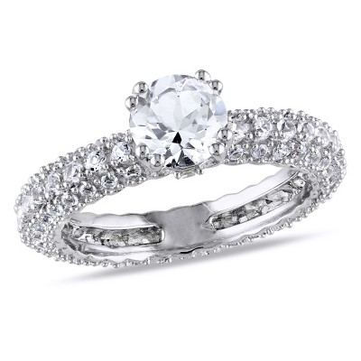 EVERLY JEWELRY | Sterling Silver Created White Sapphire Engagement Ring