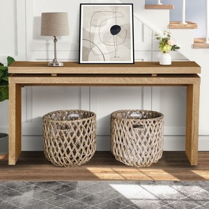 APRILSOUL 60'' Farmhouse Console Table - Retro Wooden Entryway Table with Double Board Suspension Design - 1 of 4