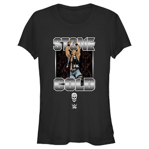Juniors Womens WWE Stone Cold Steve Austin Silver Logo T-Shirt - 1 of 4