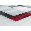 Home Mart Goods Silver Grey Red Geometric Shapes Hand-Carved Abstract Soft Premium Modern Contemporary Non-Shedding Area Rug - 3 of 4